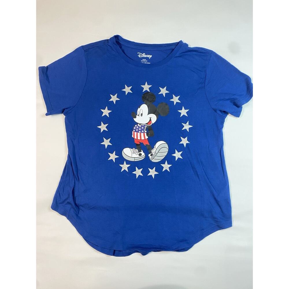 Disney Mickey Mouse Patriotic Stars Blue T-Shirt XXL 18 Americana Graphic Tee